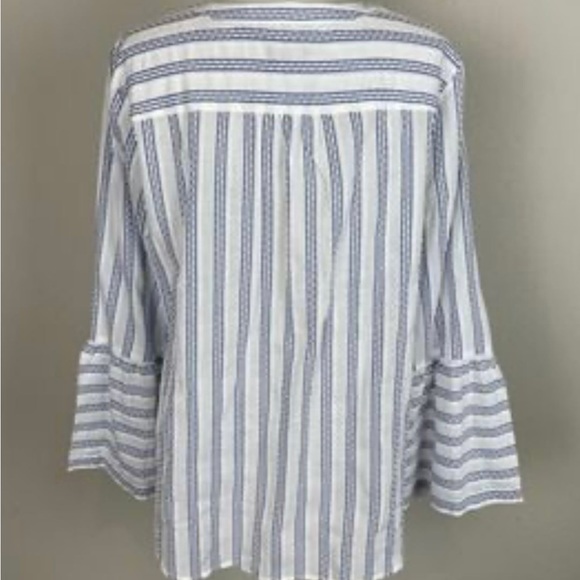 Talbots blouse. 2XP. White and Blue Stripe. - Picture 2 of 8